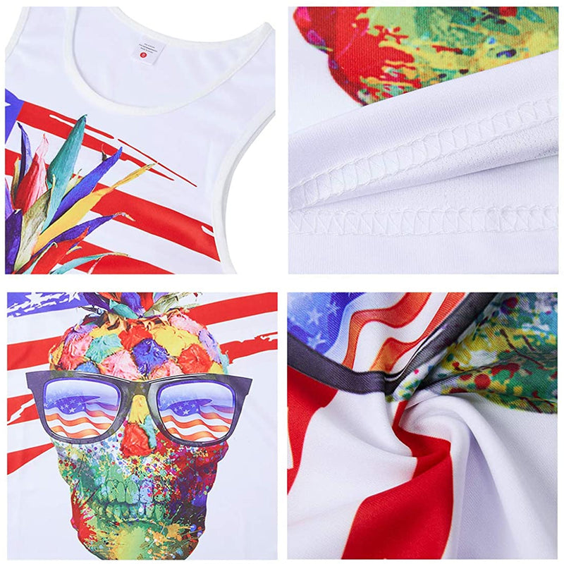 American Flag Skull Pineapple Tank Top