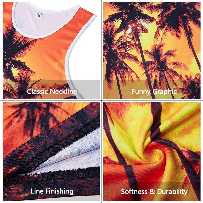 Orange Palm Tree Hawaiian Funny Tank Top