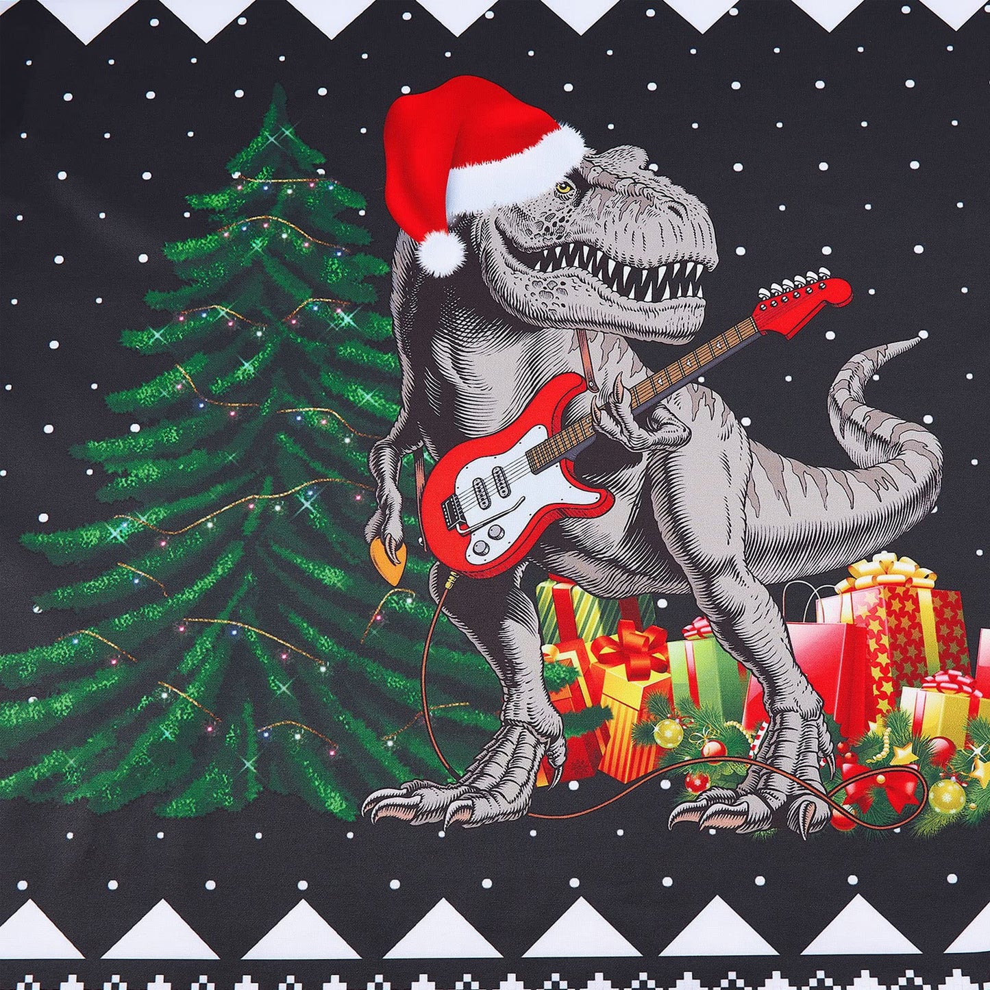 Schwarzer hässlicher Weihnachtspullover mit Musik-Dinosaurier
