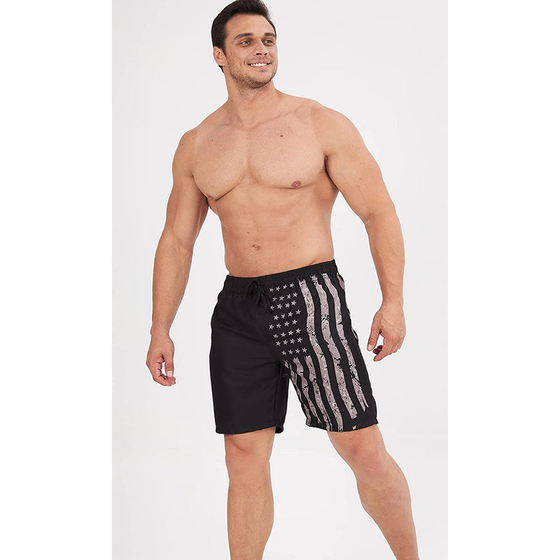 Black American Flag Funny Swim Trunks