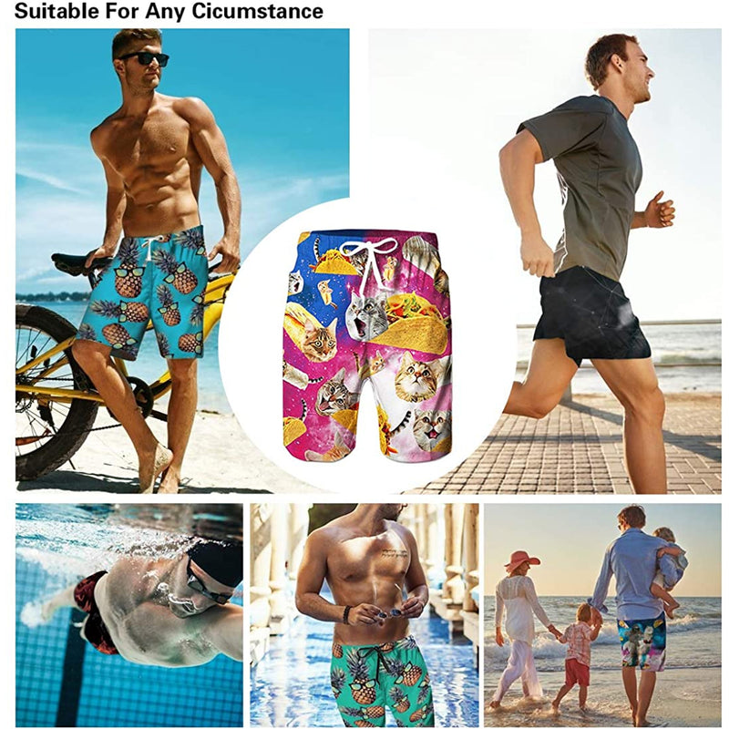 Music Cat Pineapple Funny Swim Trunks