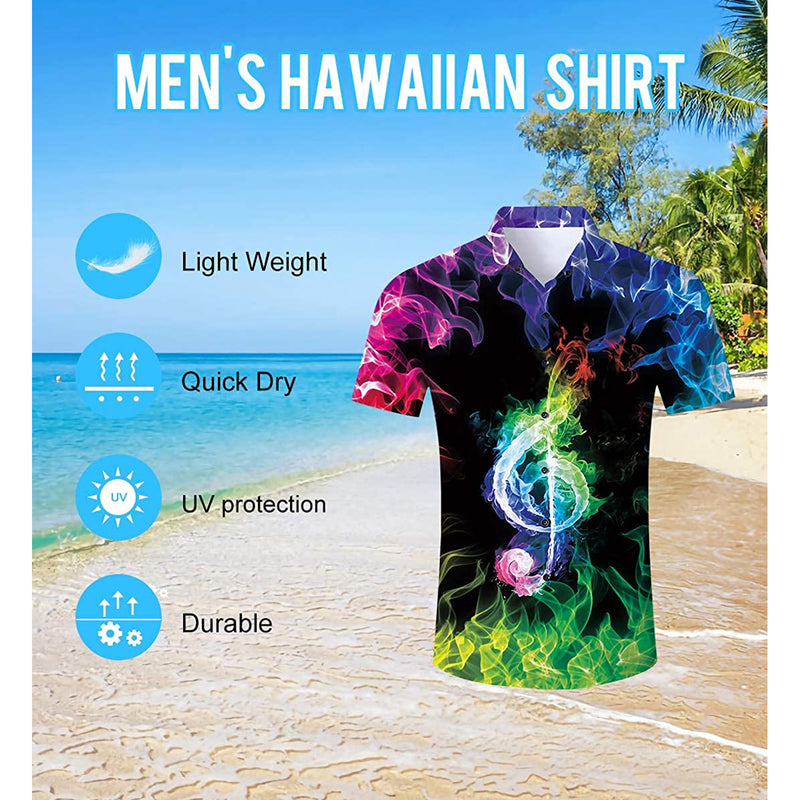 Colorful Flame Music Funny Hawaiian Shirt