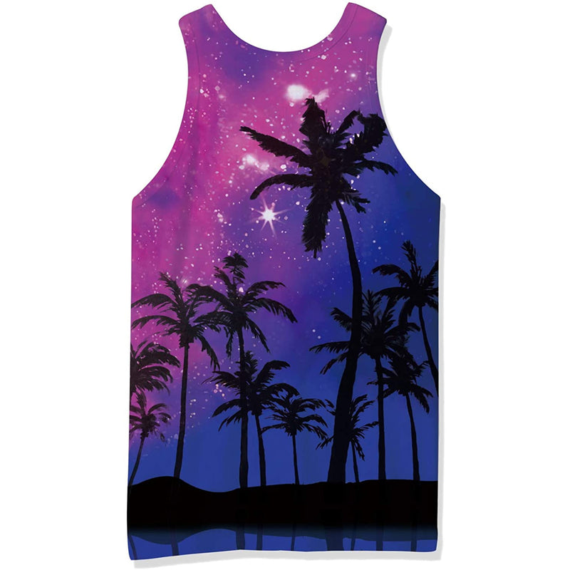 Galaxy Palm Tree Funny Tank Top