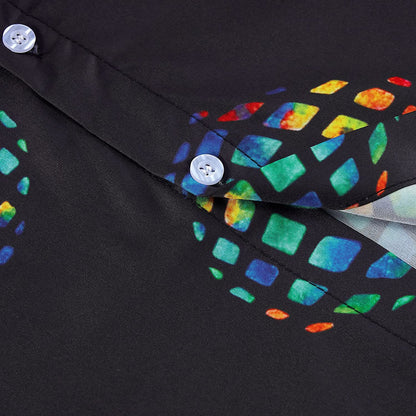 Bunte Ananas schwarz lustige Hawaiian Shirt
