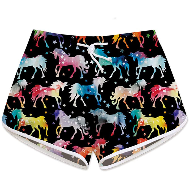 Colorful Unicorns Funny Board Shorts for Women