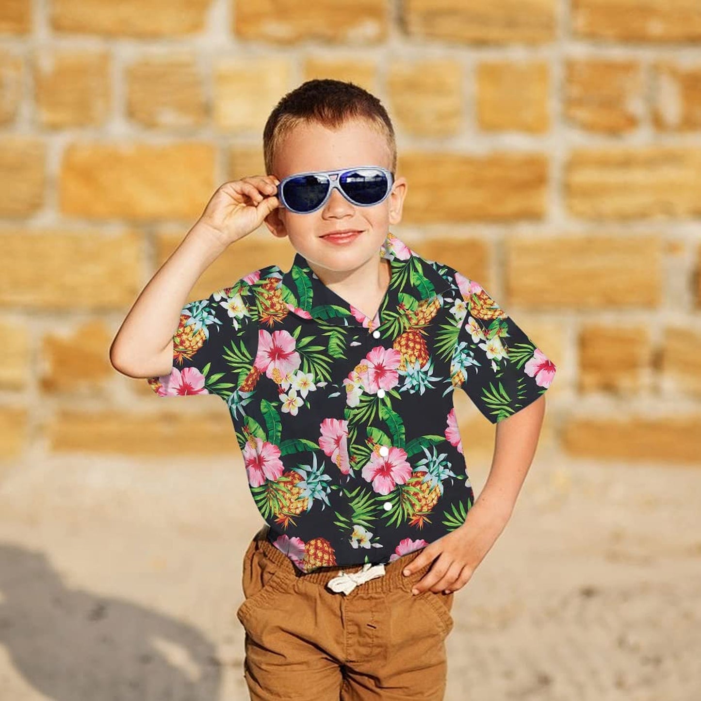 Floral Pineapple Funny Toddler Hawaiian Shirt