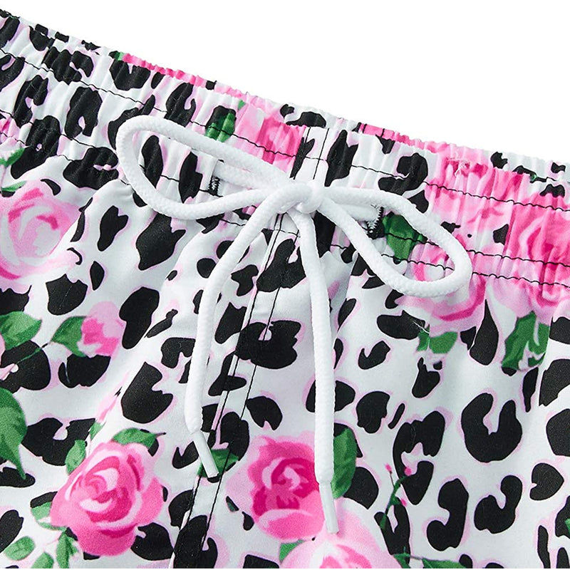 Leopard Rose Funny Board Shorts for Women