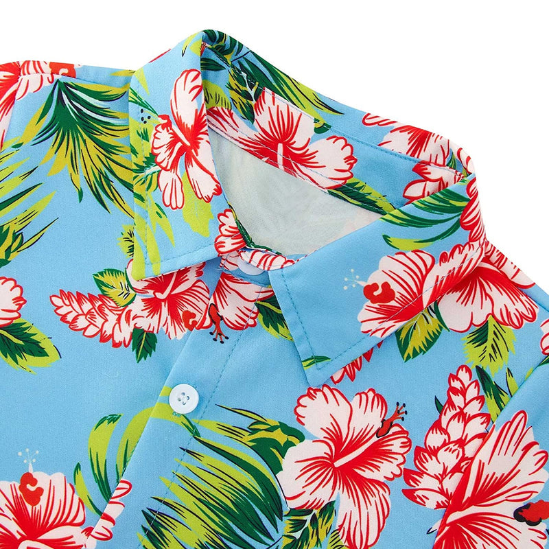 Hawaii Floral Light Blue Funny Toddler Hawaiian Shirt