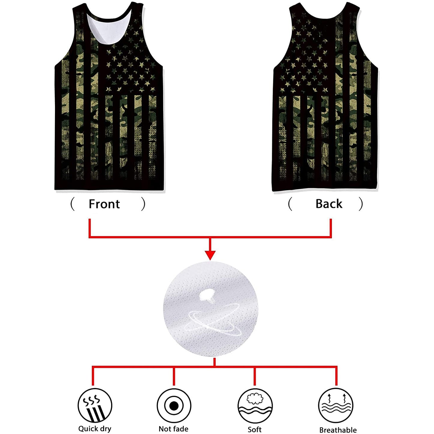 Donkergrijze Amerikaanse vlag grappige tanktop