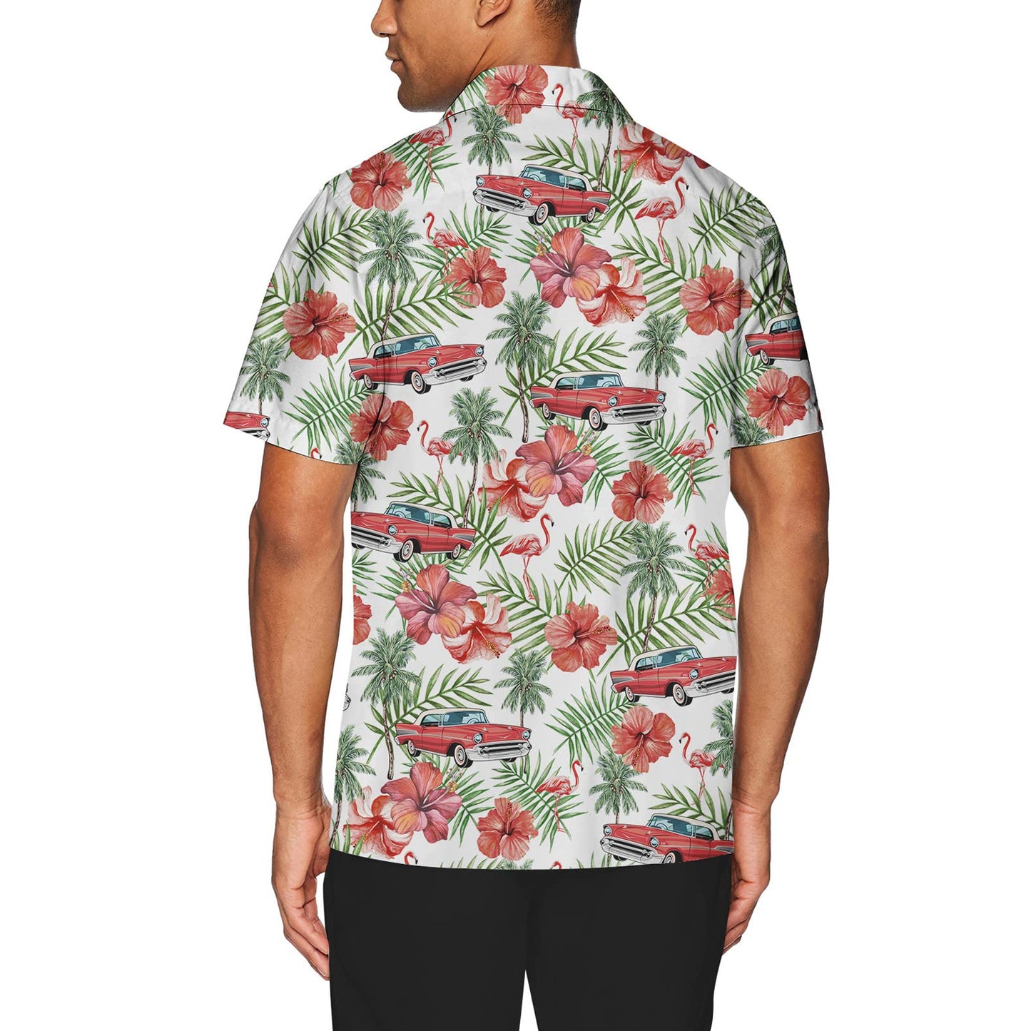 Palmblad Flamingo Auto Grappig Hawaiiaans Shirt