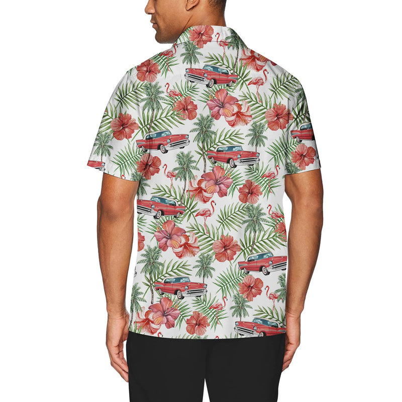 Palm Leaf Flamingo Car Funny Hawaiian Shirt