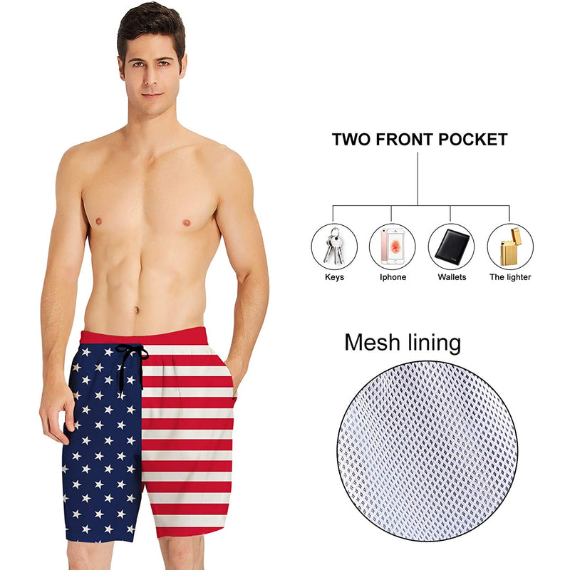 American Flag Funny Swim Trunks