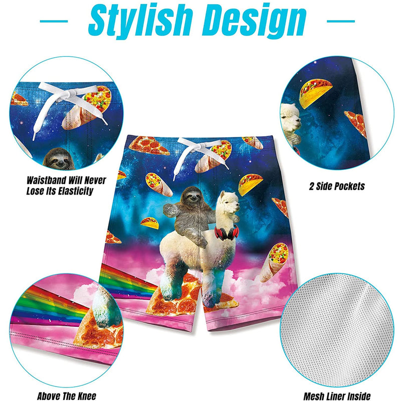 Sloth Riding Llama Funny Boy Swim Trunk