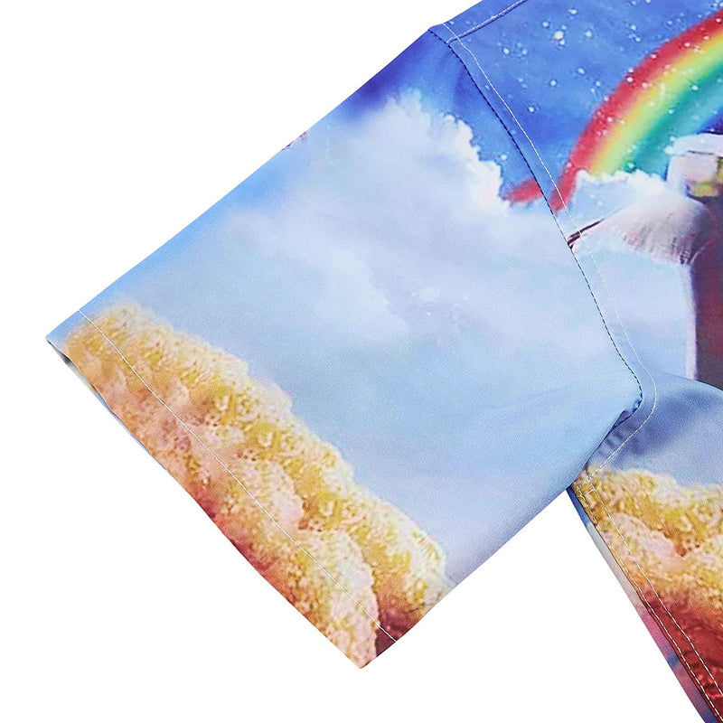 Rainbow Cowboy Sloth Riding Llama Funny Hawaiian Shirt