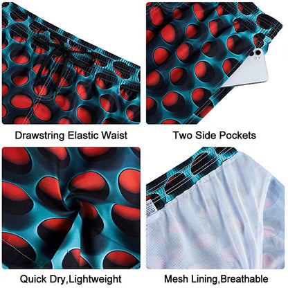 Red Honeycomb Funny Swim Trunks