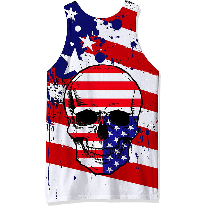 American Flag Skull Funny Tank Top