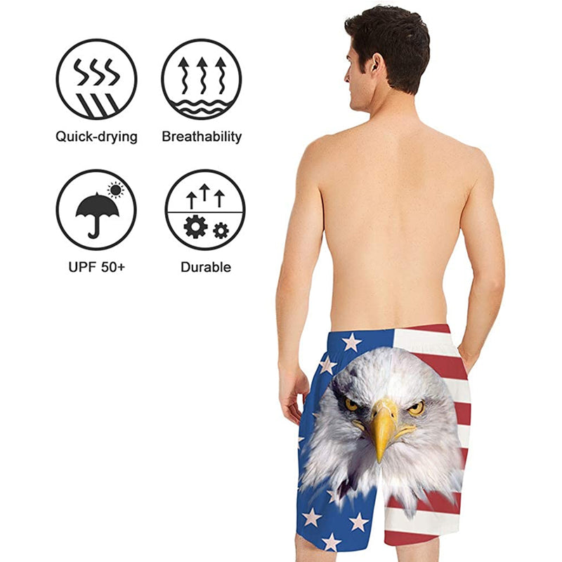 American Flag Eagle Funny Swim Trunks