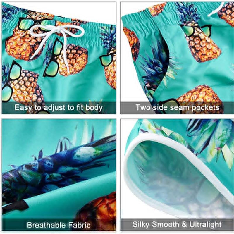 Green Sunglasses Pineapple Funny Board Shorts for Women