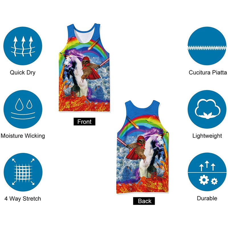 Sloth Riding Unicorn Funny Tank Top