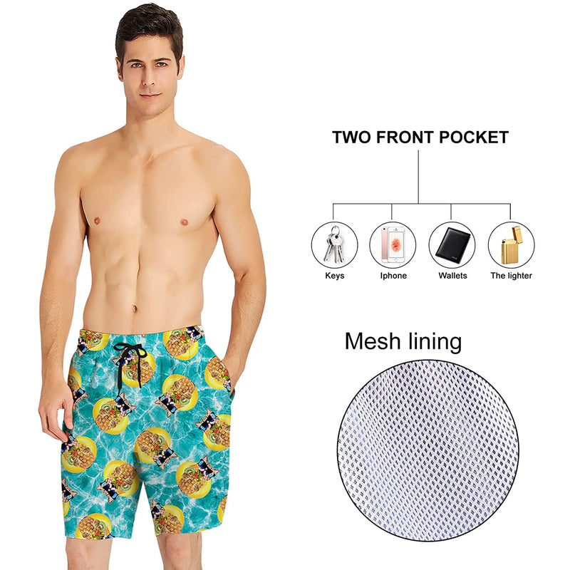 Pineapple Cat Funny Swim Trunks