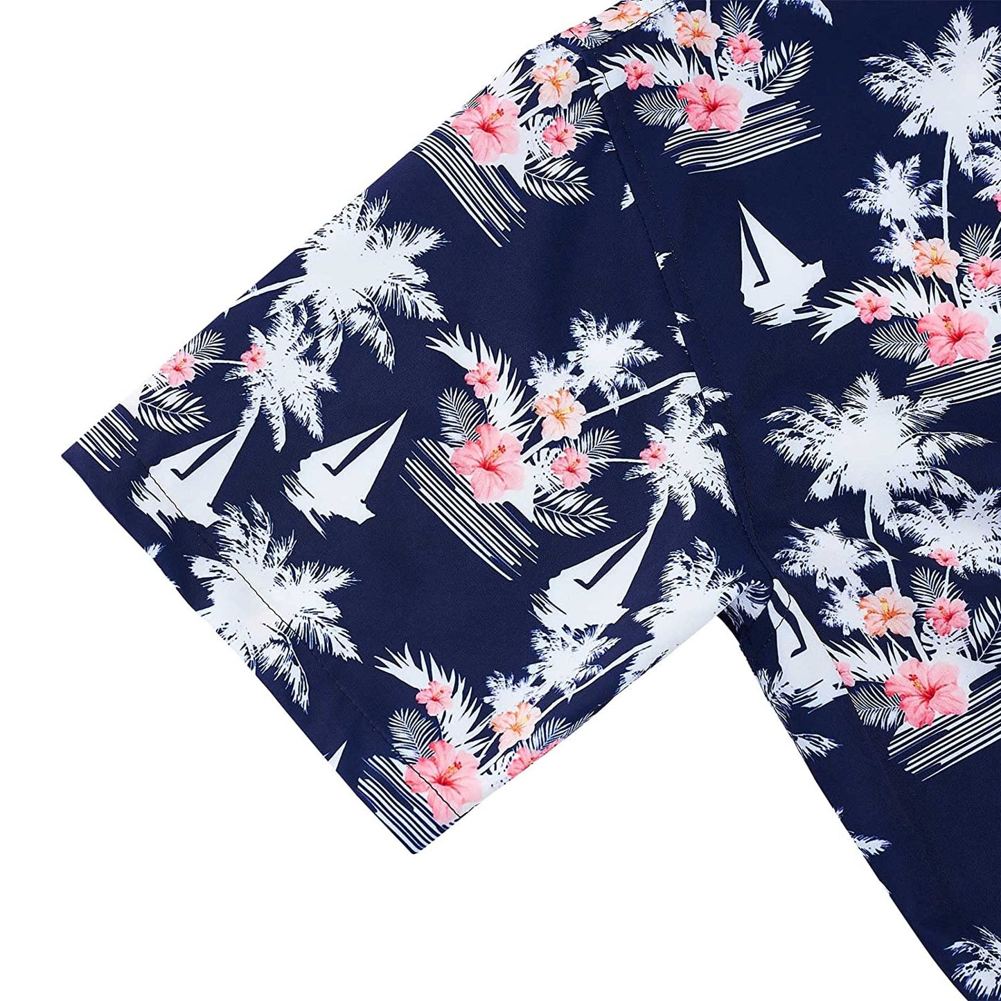 Marineblaues tropisches Hawaii-Baum-lustiges Hawaii-Hemd