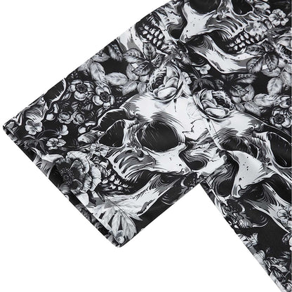 Gray Flowers Skull Funny Hawaiian Shirt