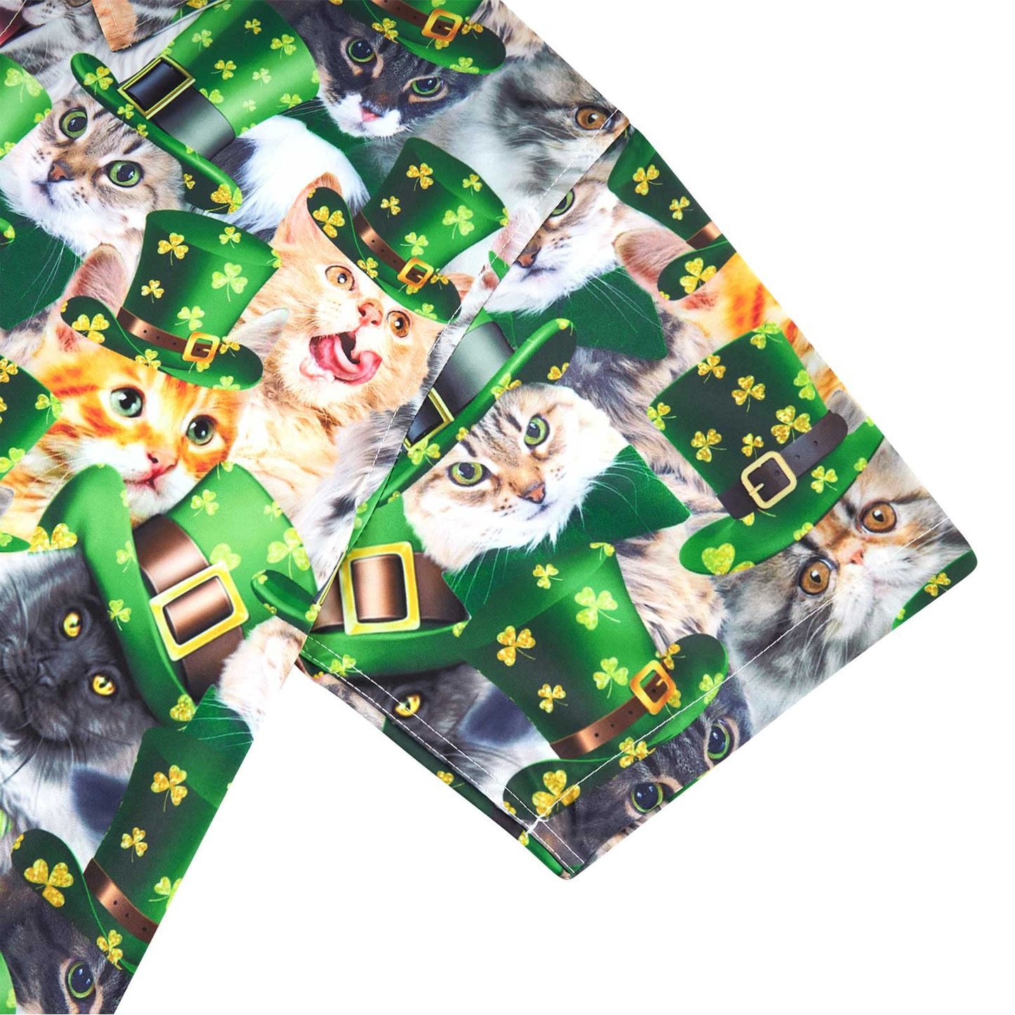 St Patrick's Cat Grünes lustiges Hawaiihemd