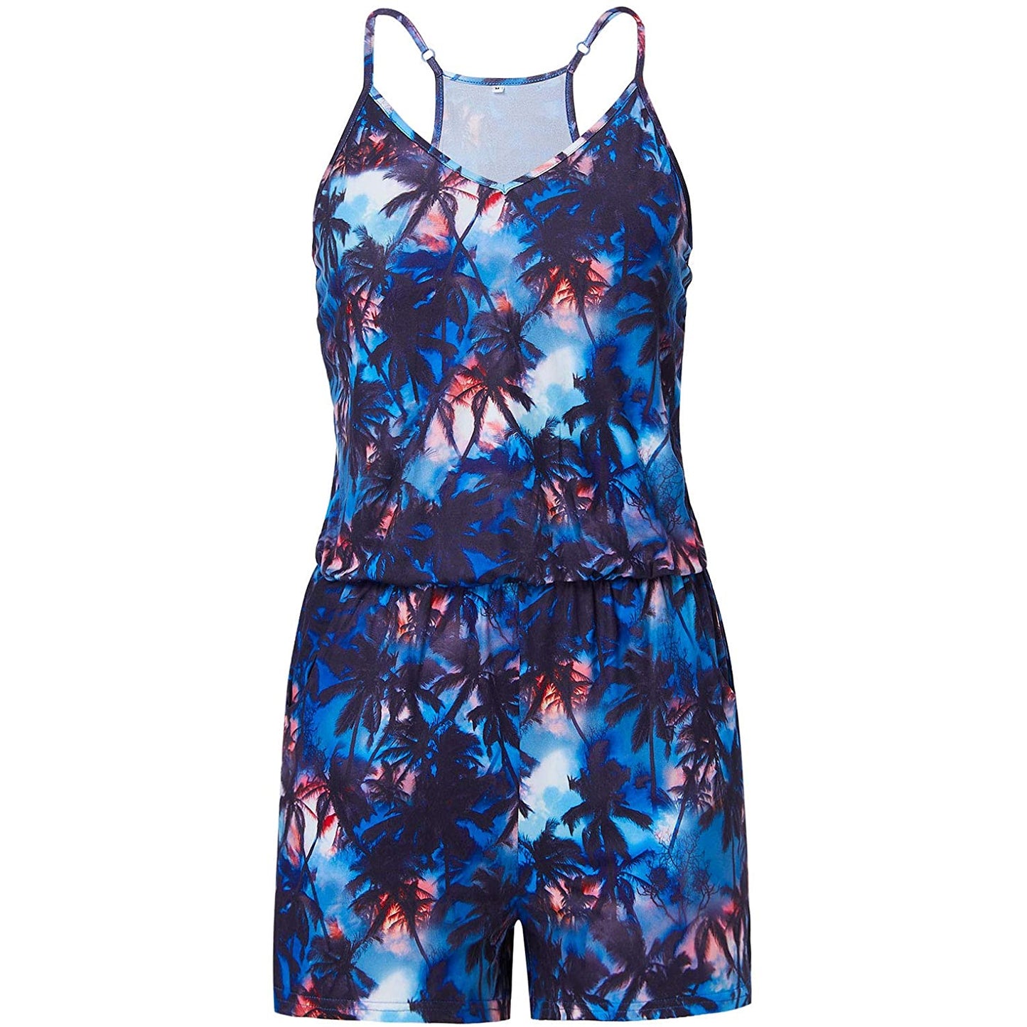 Lustiger Strampler mit blauem Palmenmotiv für Damen