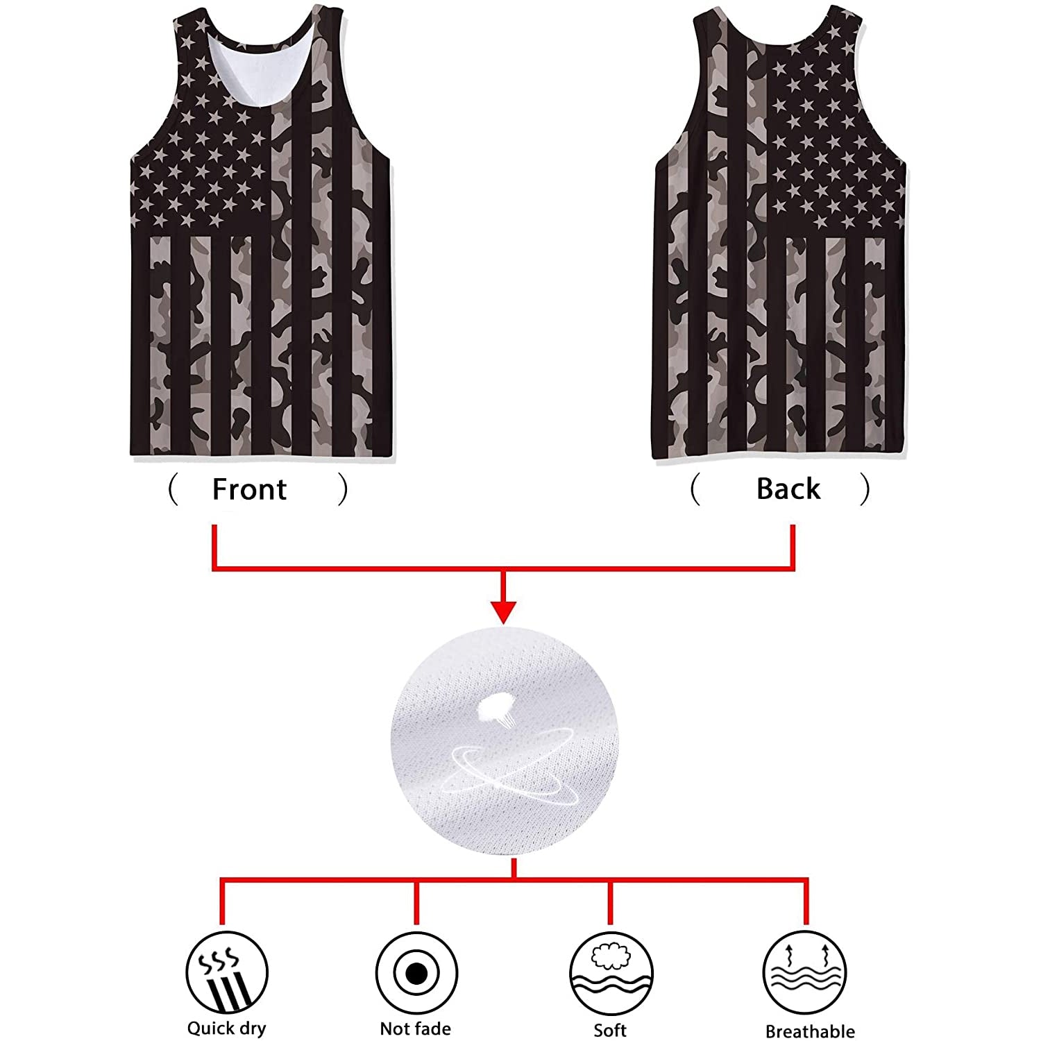 Gray American Flag Funny Tank Top – D&F Clothing®