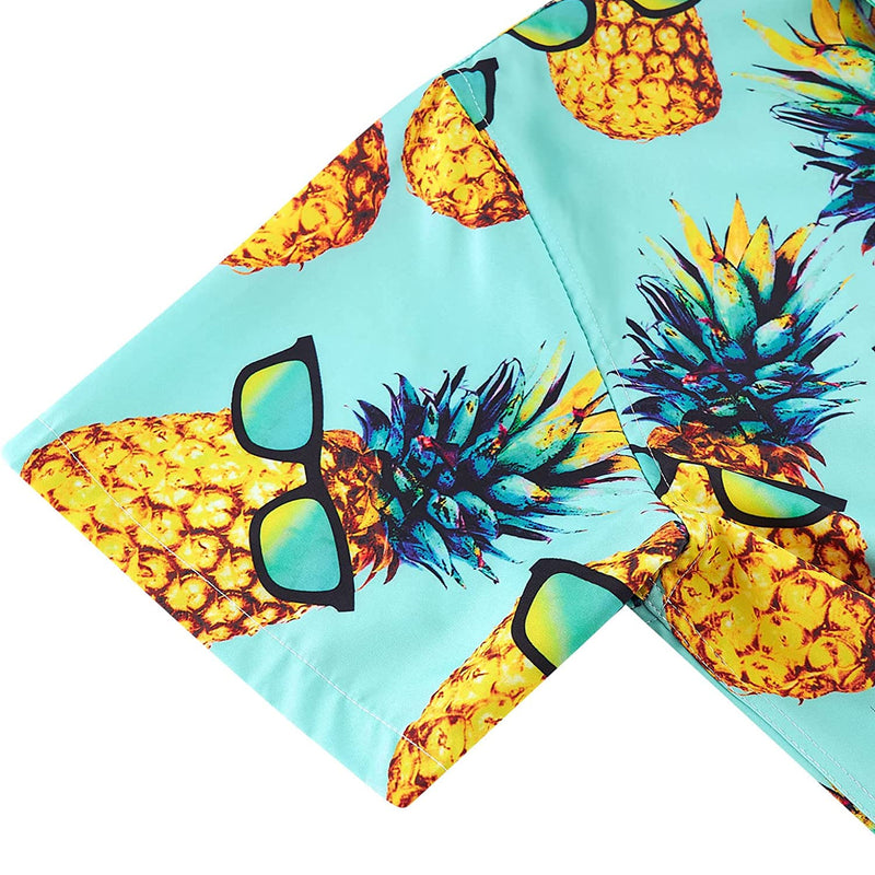 Sunglasses Pineapple Light Blue Funny Hawaiian Shirt