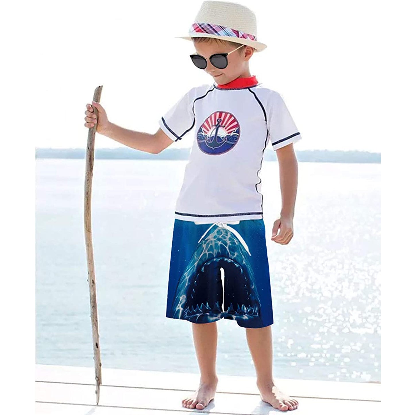 Lustige Badehose für Jungen mit Hai-Motiv
