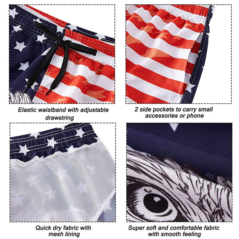 American Flag Eagle Funny Swim Trunks