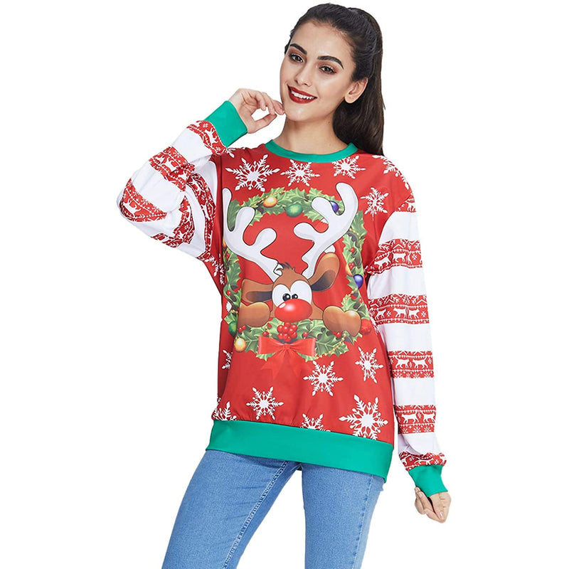 Snow Reindeer Ugly Christmas Sweater