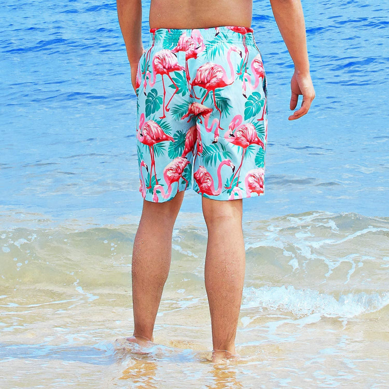 Pink Flamingo Funny Swim Trunks