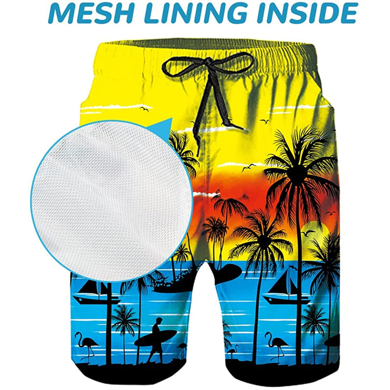 Yellow Coconut Tree Funny Swim Trunks