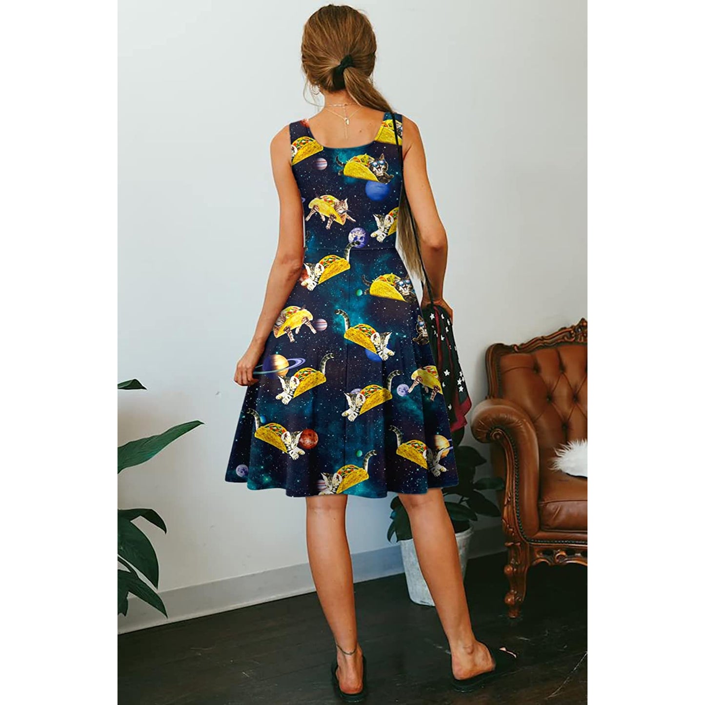 Lustiges Space Taco Cat-Kleid für Damen