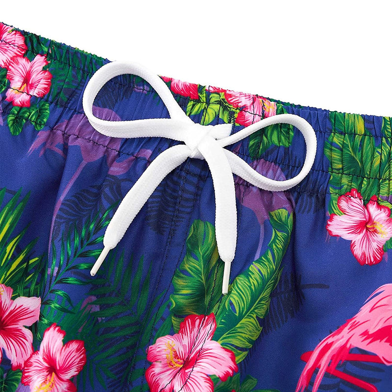 Tropical Pink Flamingos Funny Boy Swim Trunk