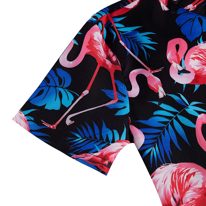 Palm Leaf Pink Flamingo Male Romper