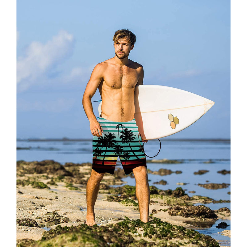 Palm Tree Stripe Funny Swim Trunks