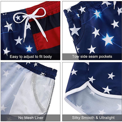 Lustige Boardshorts mit amerikanischer Flagge für Damen
