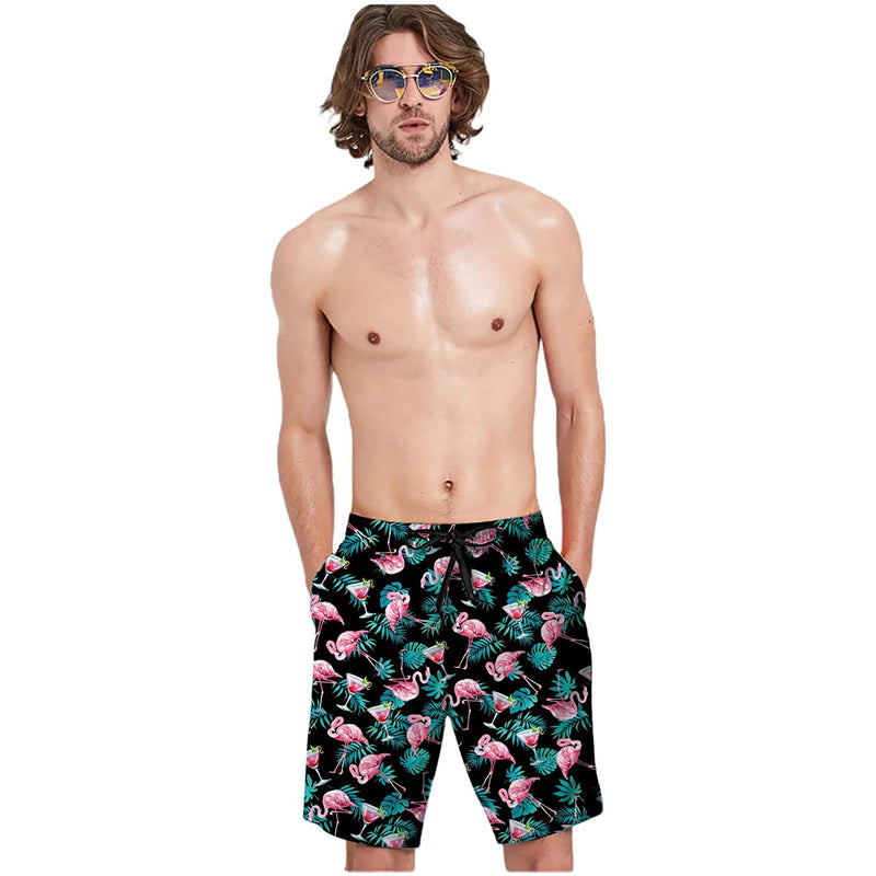 Pink Flamingo Funny Swim Trunks