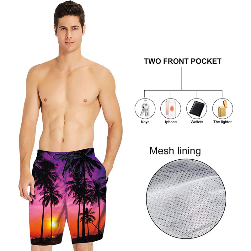 Sunset Palm Tree Funny Swim Trunks