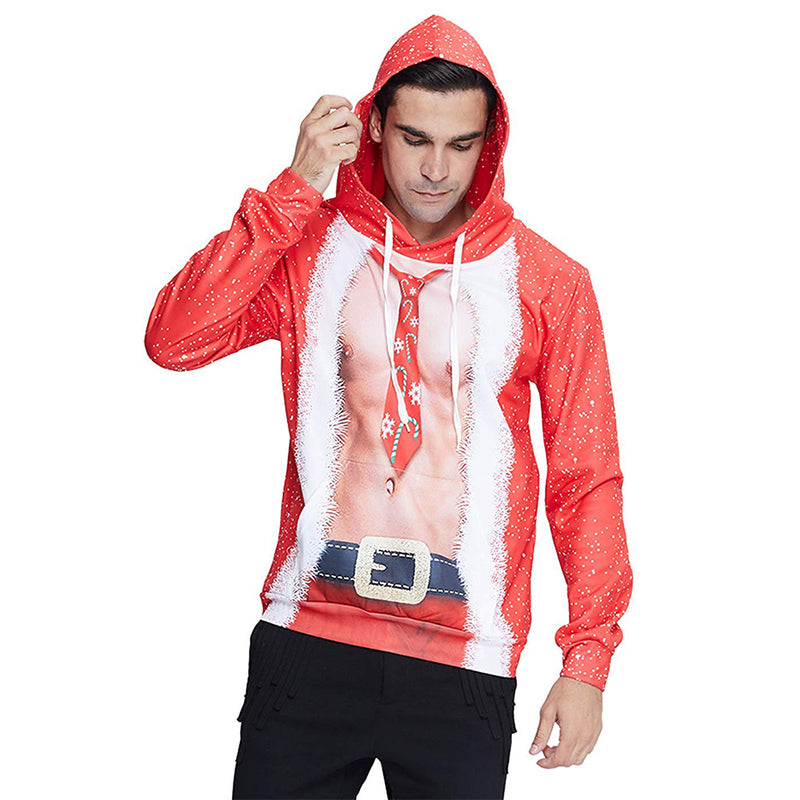 Tie Muscle Chest Christmas Hoodie