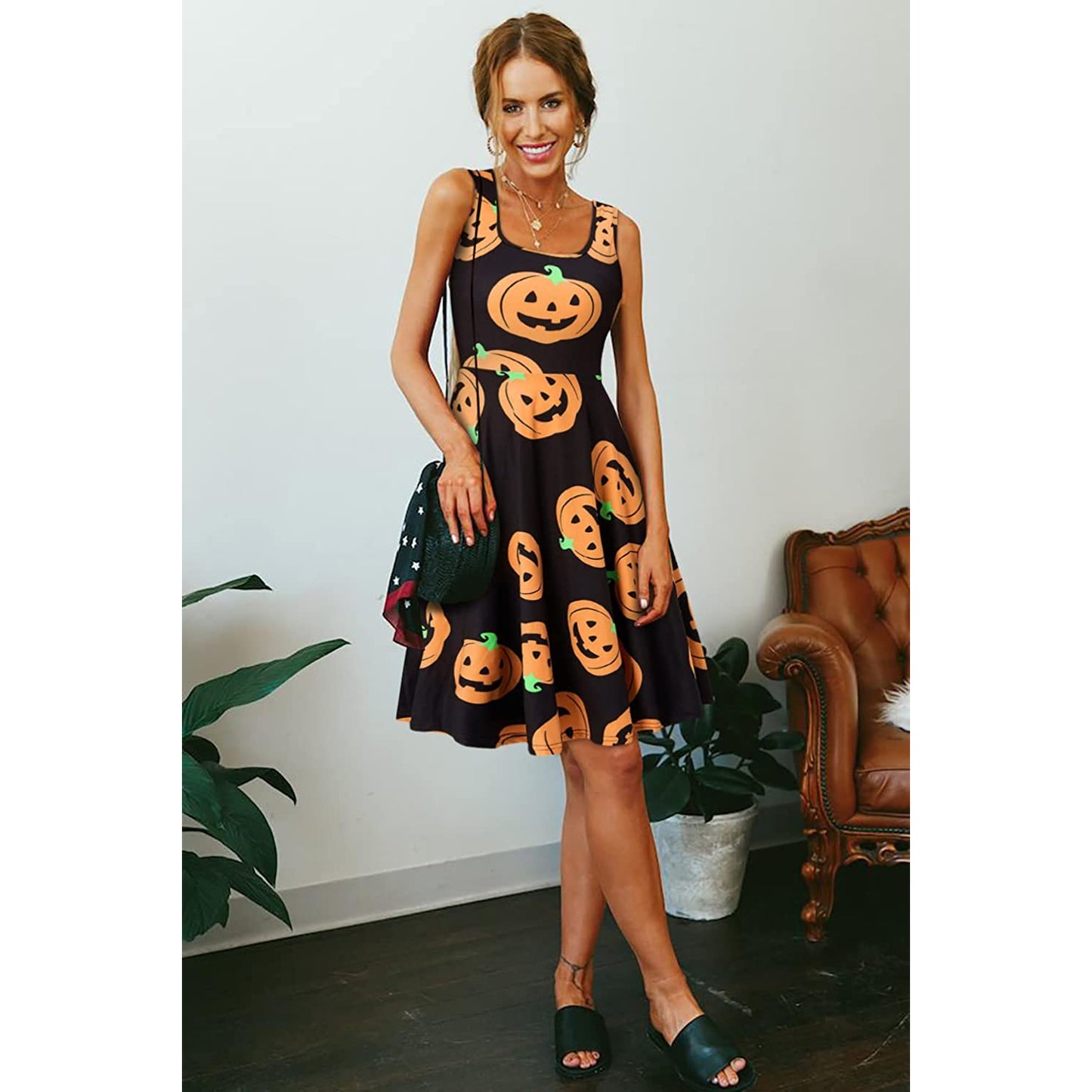 Halloween Pumpkin Funny Dress for Women 2XL Halloween Pumpkin Funny Dress for Women 2XL