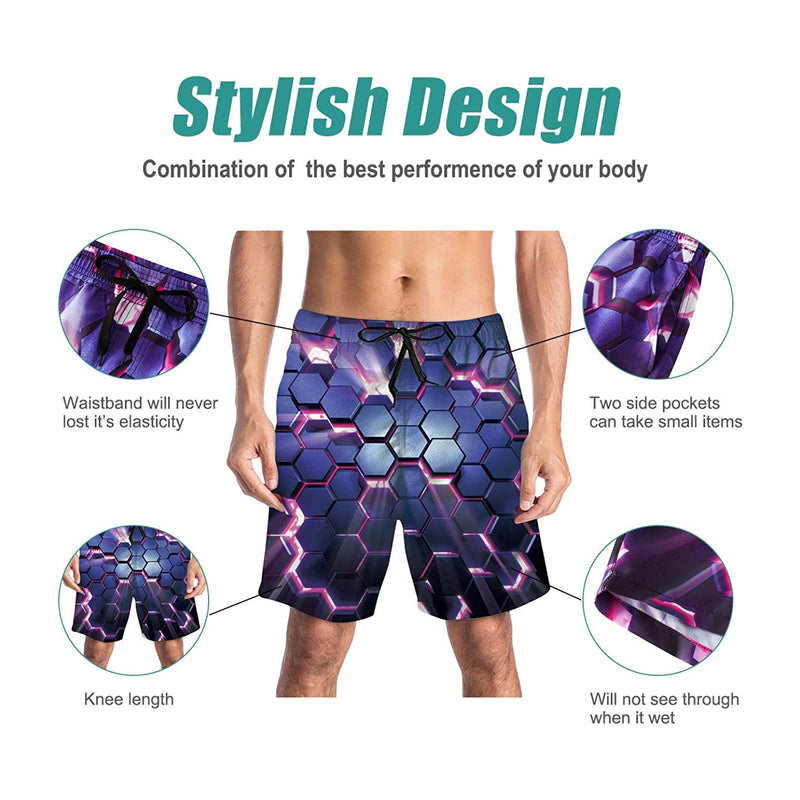 Geometric Purple Funny Swim Trunks