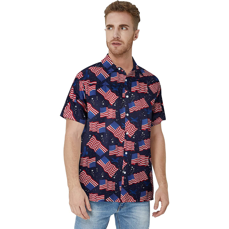 Space American Flag Funny Hawaiian Shirt