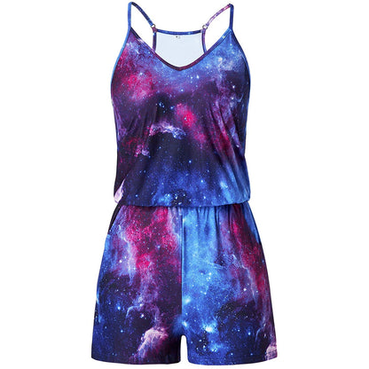 Lustiger Strampler mit Galaxie-Print für Damen