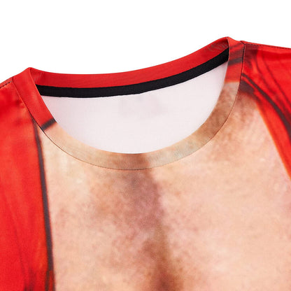 Blote spieren met rode kleren grappig T-shirt