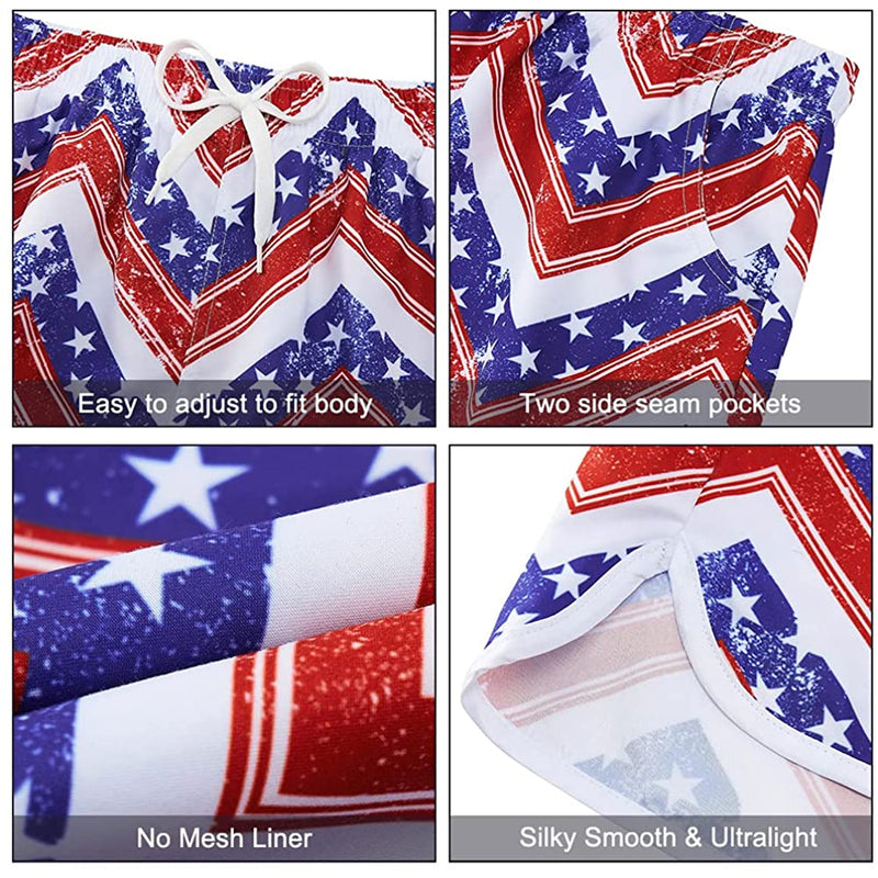 Wave American Flag Funny Board Shorts for Women