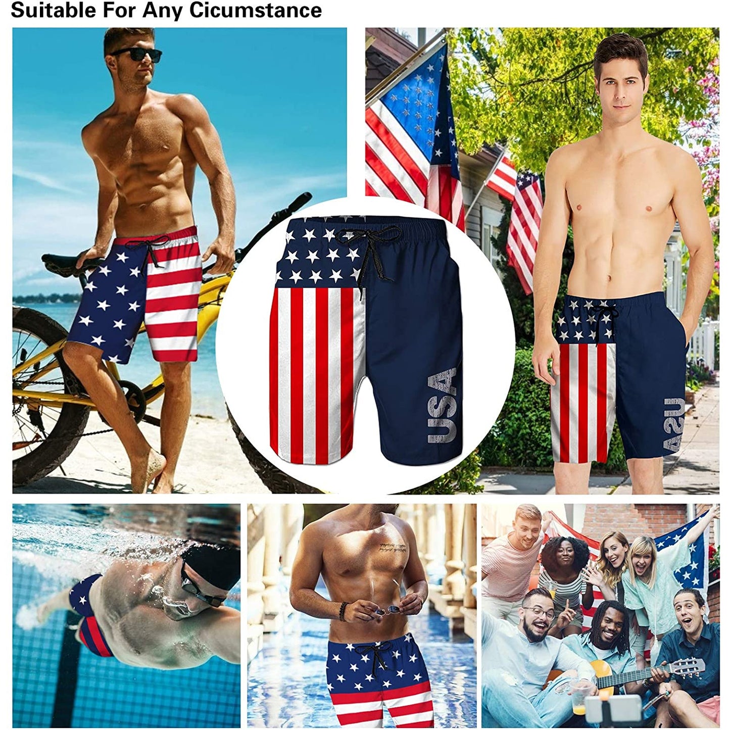 Amerikaanse vlag schedel grappige zwembroek